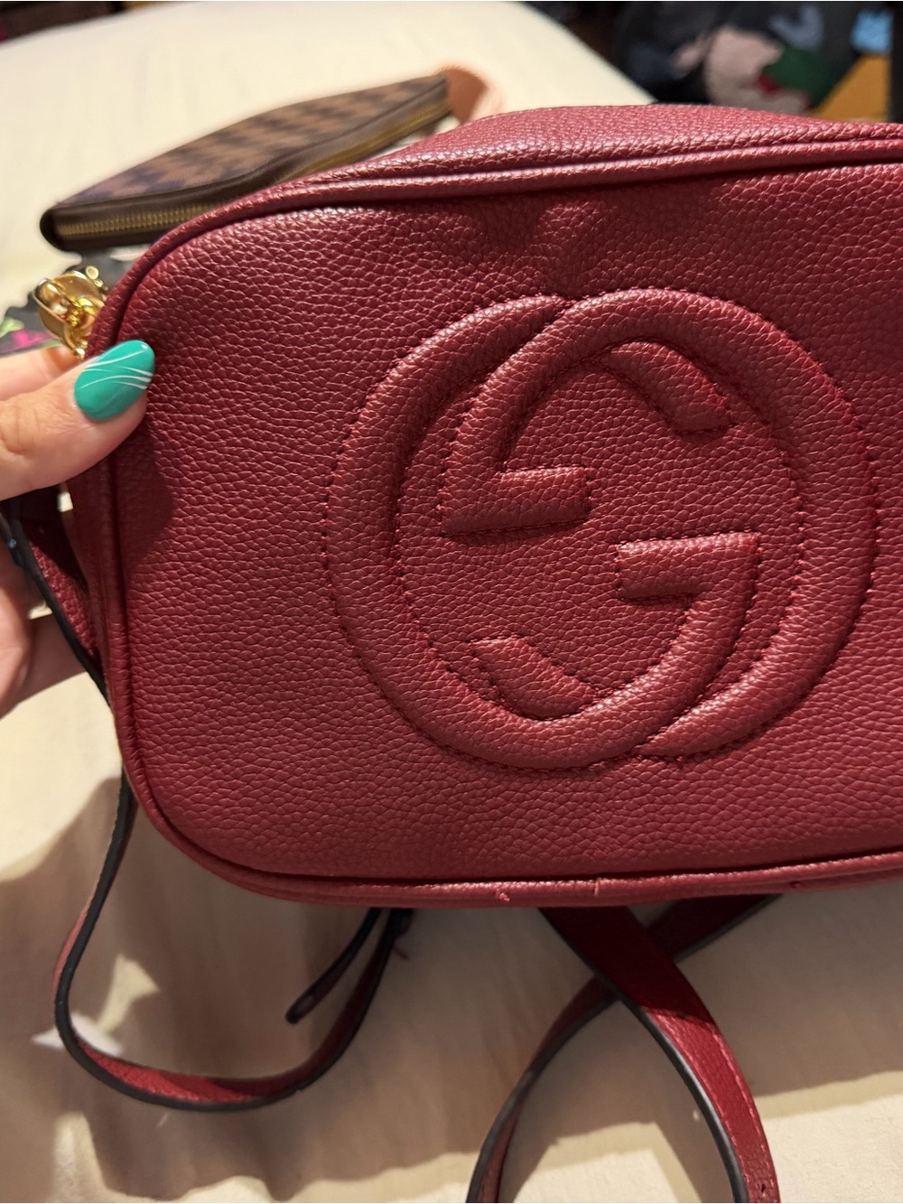 Red Soho Pebbled Leather Crossbody Bag